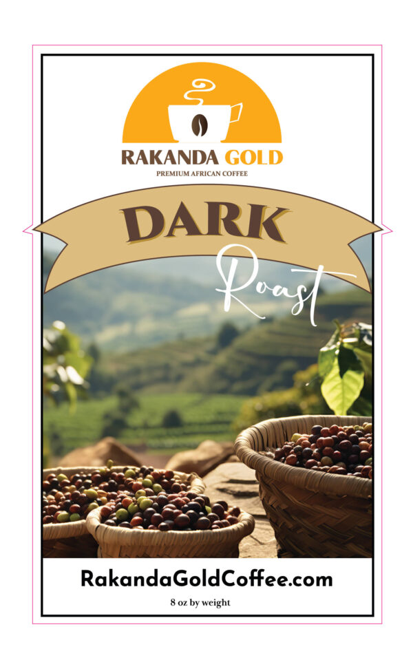 Rakanda Gold Dark Roast coffee label